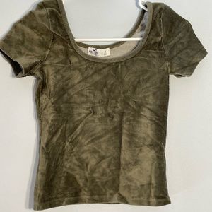 Hollister corduroy green top